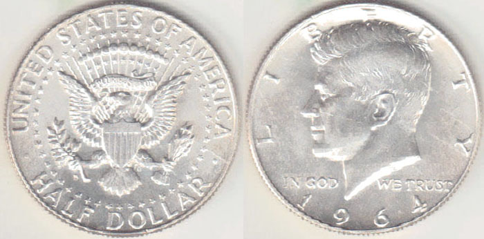 1964 D USA silver Half Dollar (Unc) A004528